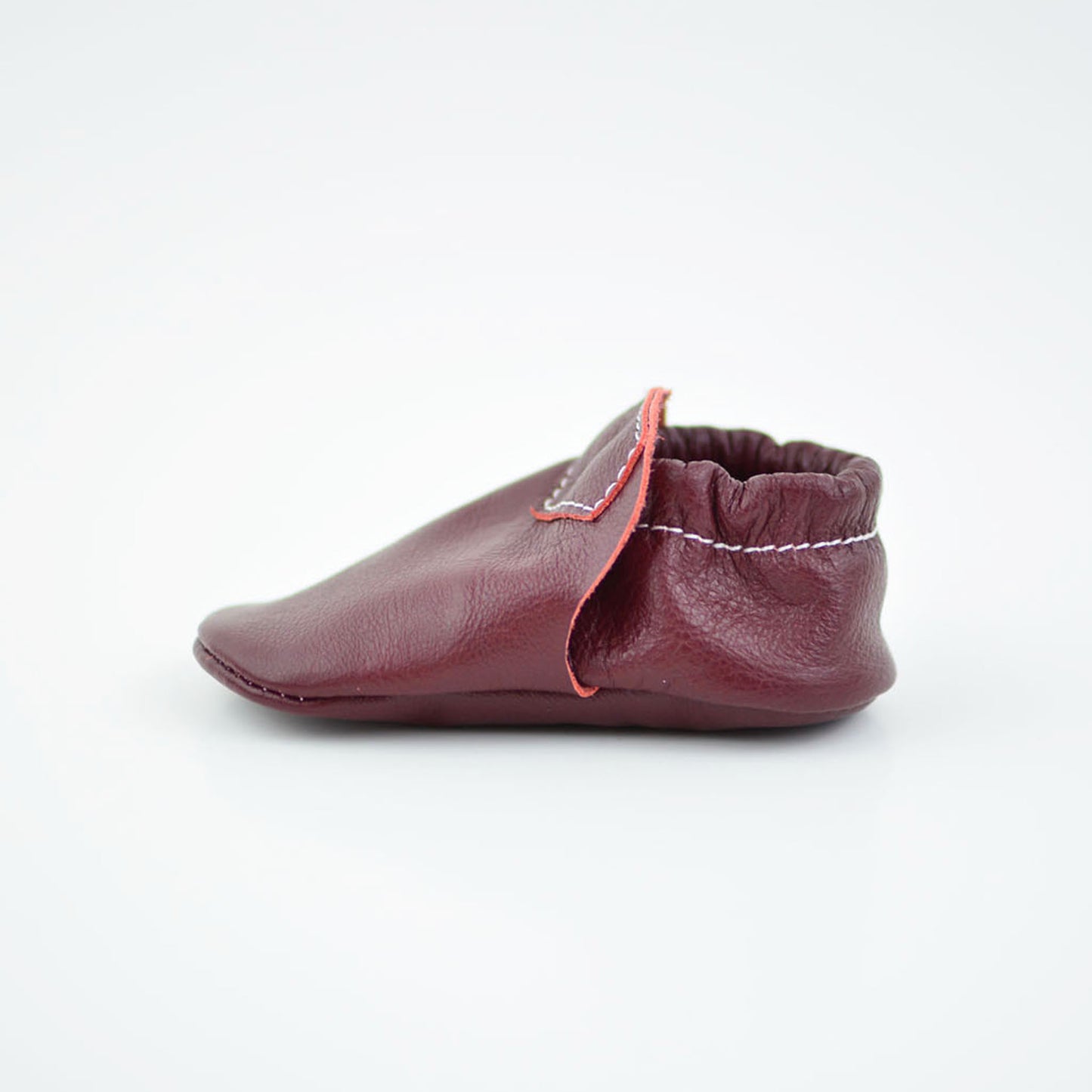 RTS Burgundy Lokicks With Same Leather Soles - Size 3 (12-18M)(5")