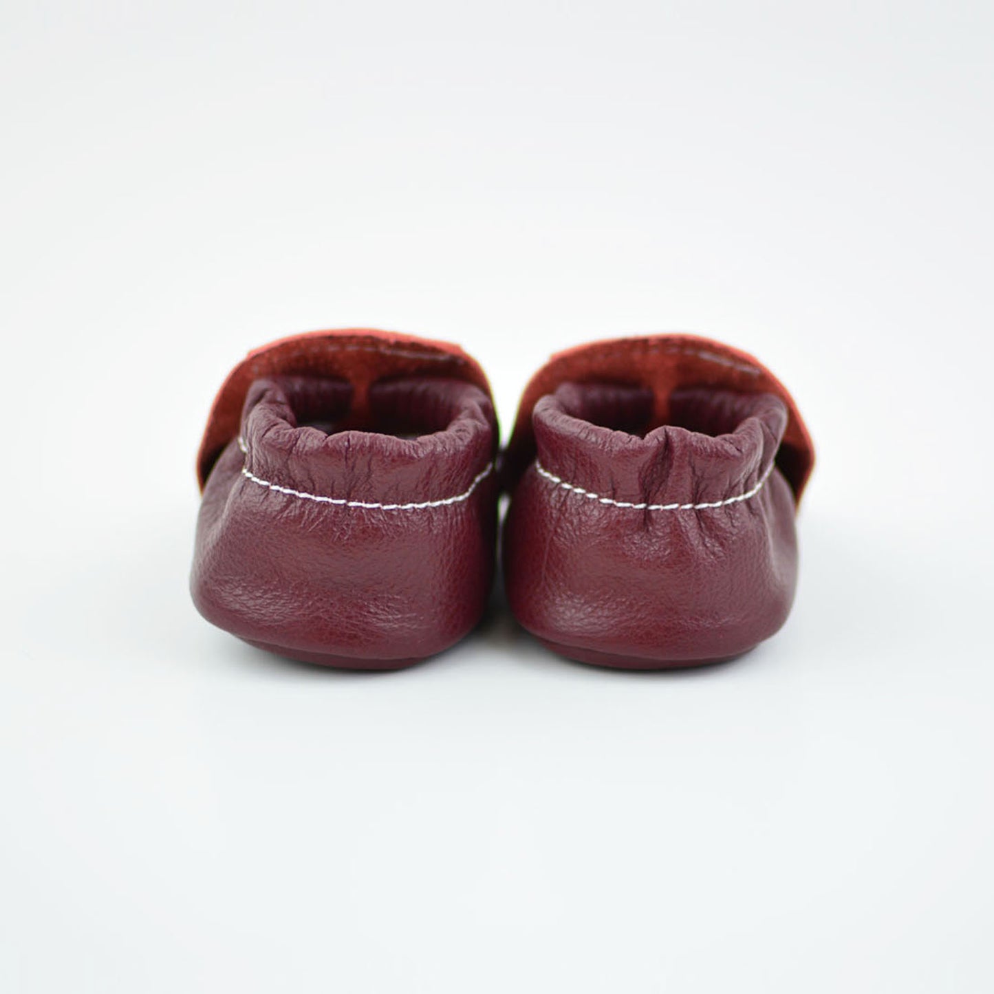 RTS Burgundy Lokicks With Same Leather Soles - Size 3 (12-18M)(5")