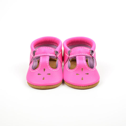 Fiesta Neon Pink T-Straps Baby and Toddler Shoes Sizes 0-2