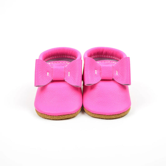 RTS Fiesta Neon Pink Bow Moccasins - Size 2 (6-12M) (4.5")
