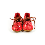 Red Metallic Leopard Lace Mary Janes - Sizes 0-2