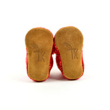 Red Metallic Leopard Bow Moccasins - Sizes 0-2