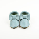 Blue Sage Bow Moccasins (Sizes 3-7) Baby and Toddler Kids Children Leather Shoes