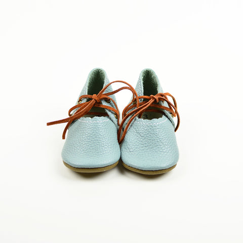 Blue Sage Lace Mary Janes (Sizes 3-7) Baby and Toddler Kids Children Leather Shoes