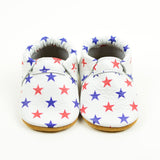 RTS Star Spangled Fringeless Moccs Baby and Toddler Shoes Sizes 0-2