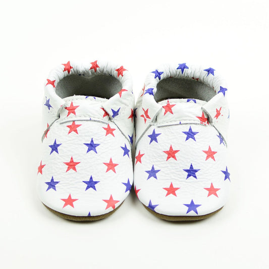 RTS Star Spangled Fringeless Moccs Baby and Toddler Shoes Sizes 3-7