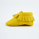 RTS Yellow Moccasins With Same Leather Soles - SIZE 1 (3-6M) (4")