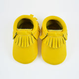 RTS Yellow Moccasins With Same Leather Soles - SIZE 1 (3-6M) (4")