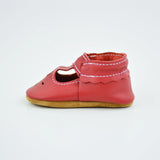 RTS Classic Red T-Straps With Tan Suede Leather Soles