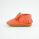 Spooky Orange Bow Moccasins - Baby and Toddler Soft Soled Leather Shoes