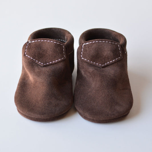 RTS Chocolate Brown Suede Lokicks - Baby and Toddler Soft Sole Leather Shoes
