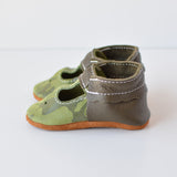 Limited! Green Digital Camo T-straps - Baby and Toddler Soft Soled Leather Shoes