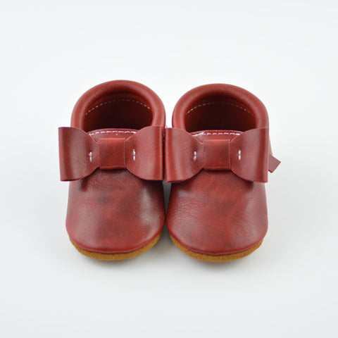 Crimson Red - Sizes 3-7 - Choose A Style! Bow Moccs or T-straps