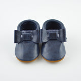 Navy Distressed Bow Moccs