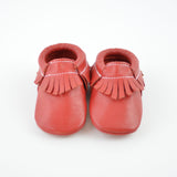 RTS Classic Red Moccasin With Same Color Leather Soles - Size 3 (12-18M) (4.8125" or 4 13/16")