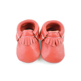 RTS Classic Red Moccasins With Same Color Leather Soles - Size 1 (3-6M) (4")