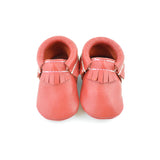 RTS Classic Red Moccasins With Same Color Leather Soles - Size 2 (6-12M) (4.5")