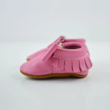 RTS Barbie Bow Moccasins - Size 3 (12-18M) (5") With Tan Suede Leather Soles